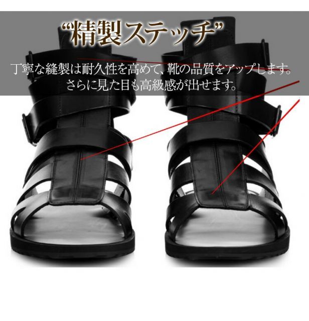 グラディエーターサンダル レディース メンズ 本革 ダブルベルト グルカサンダル バックジッパー ブランド 牛革 バックル留め ブラック 23 cm～27 5 cm コンフォートサンダル サンダル
