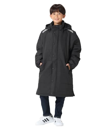 ベンチコート キッズ ジュニア 子供 ジャケット フード付き ブラック 120～170 cm 子供服 防寒 冬服 軽い 小学生 中学生 高校生 男の子 女の子 アウターp 10 b 08400