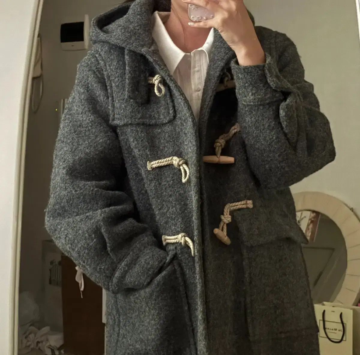 ナッシングリトゥン ダッフルコート グレー