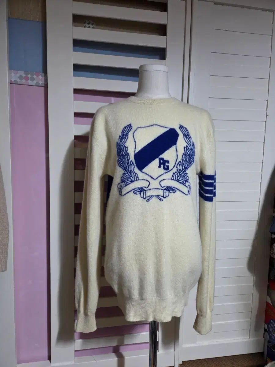 パーリーゲイツ アイボリー ブルー バイ カシミア ニット