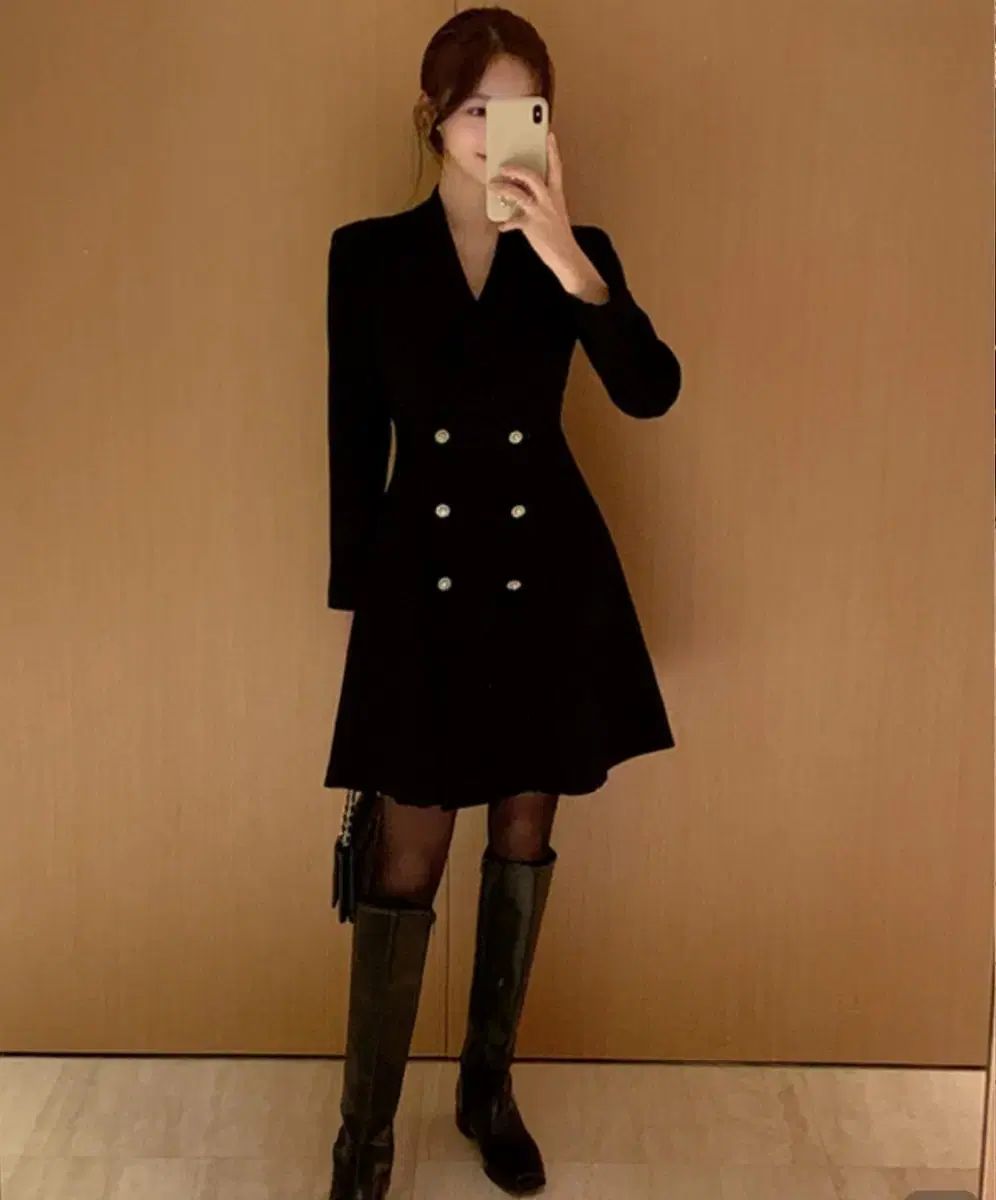 ブラック ダブル ボタン ミニ ONE PIECE