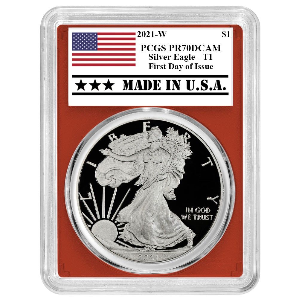 2021-W 1 1オンス T-1 プルーフ アメリカンシルバーイーグル PCGS FDOI アメリカ製