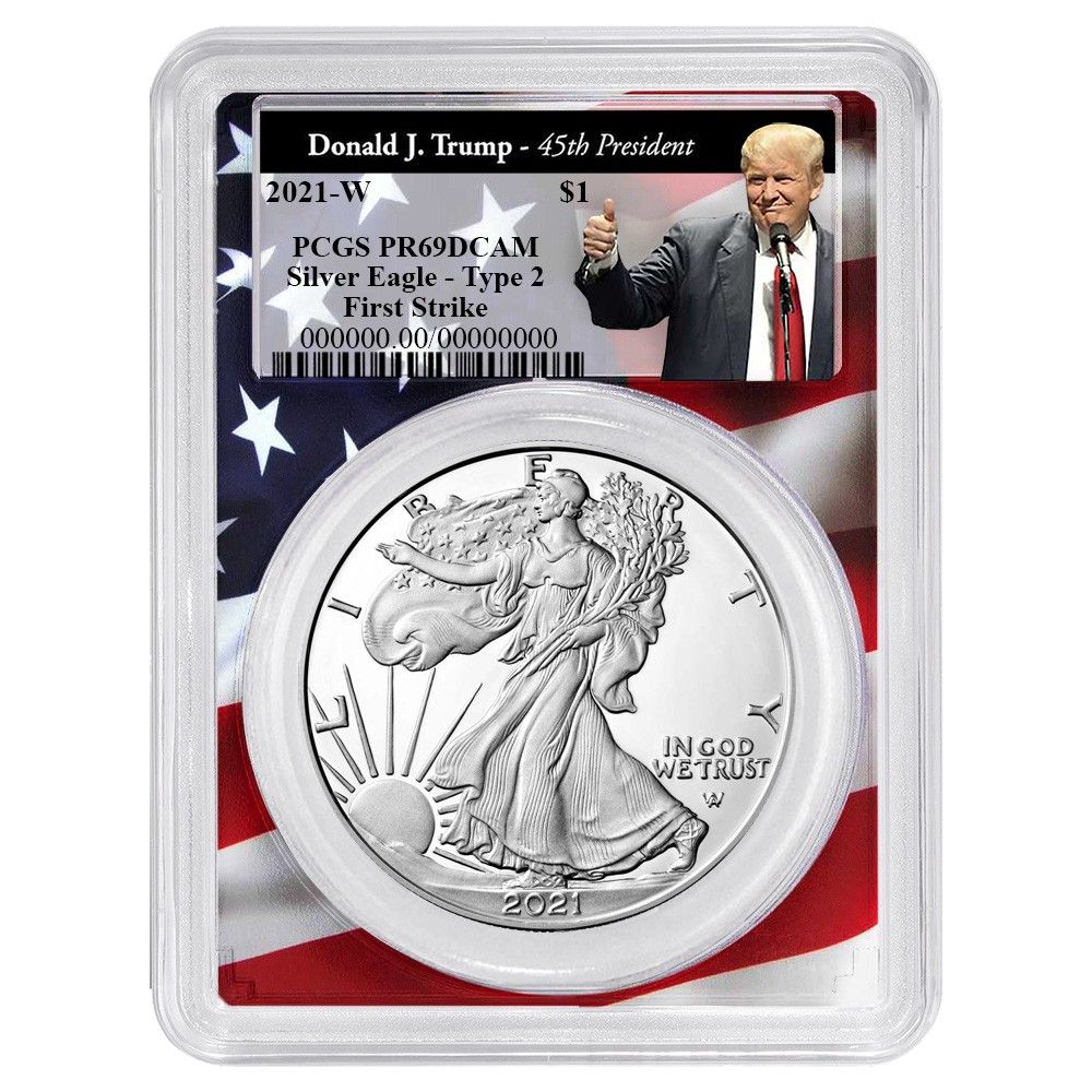 2021 W 1 1オンス T 2 プルーフ アメリカンシルバーイーグル PCGS FS トランプ45周年記念