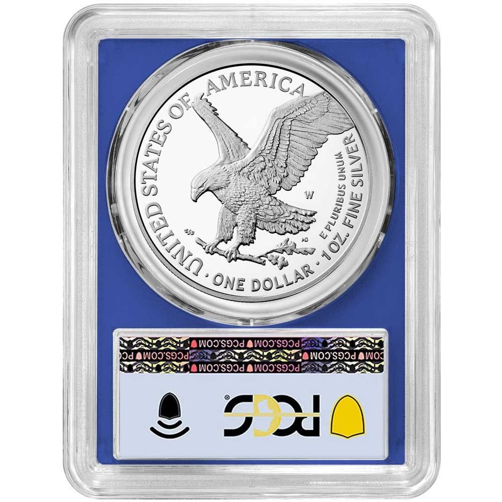 2025 W 1 1オンス プルーフ アメリカンシルバーイーグル PCGS FDOI フラッグラベル ブルー