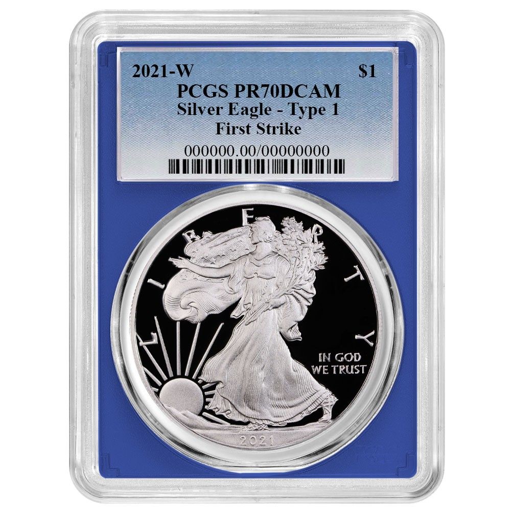 2021-W 1 1オンス T-1 プルーフ アメリカンシルバーイーグル PCGS FS ブルーラベル ブルー