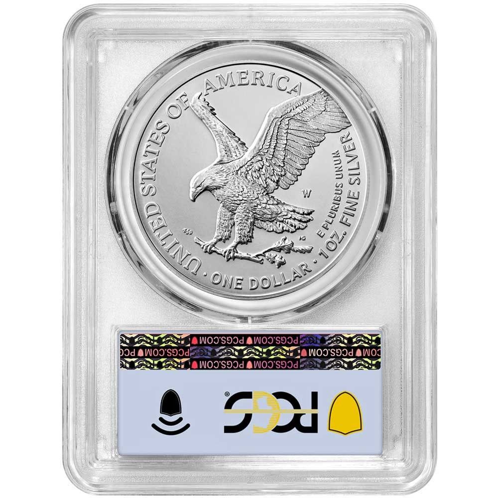 2025 W 1 1オンス バーニッシュド アメリカン シルバー イーグル PCGS SP 70 FDOI フラッグラベル