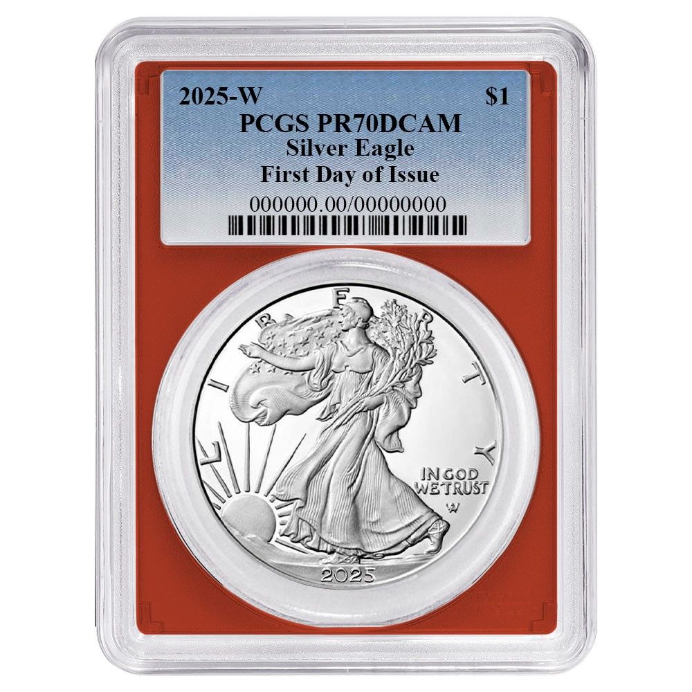 2025-W 1 1オンス プルーフ アメリカンシルバーイーグル PCGS FDOI ブルーラベル レッド