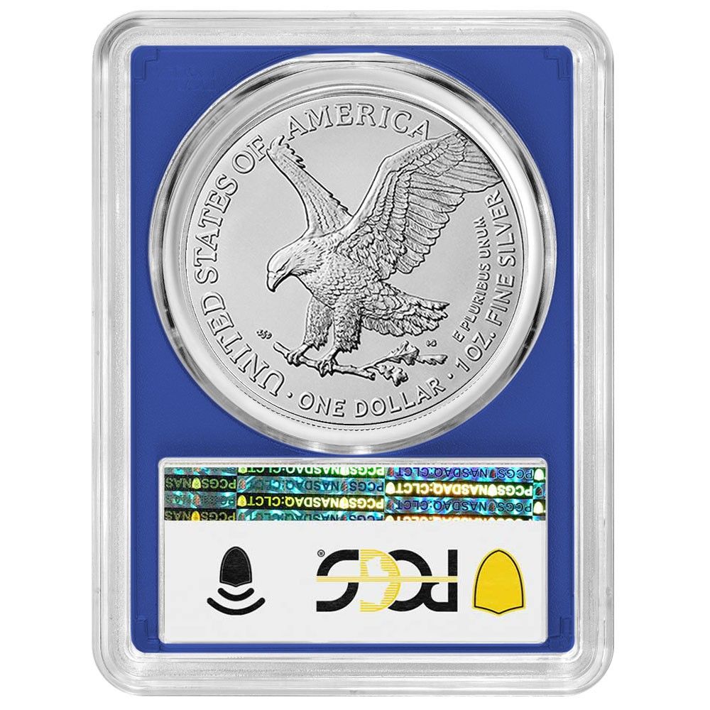 W 1ドル 1オンス アメリカンシルバーイーグル PCGS MS 70 FDOI ウェストポイントラベル ブルー