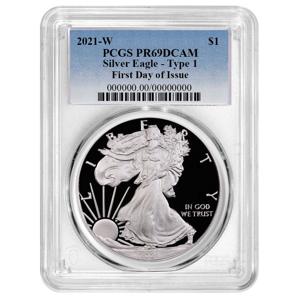 2021-W 1 1オンス T-1 プルーフ アメリカンシルバーイーグル PCGS FDOI ブルーラベル