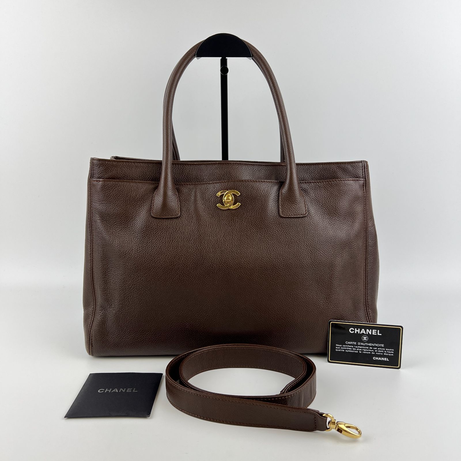 CHANEL シャネル ココマーク エグゼクティブ トートバッグ ハンドバッグ ショルダーバッグ ブラウン レザー 9番台 ヴィンテージ レディース HIBUOCHI VINTAGE