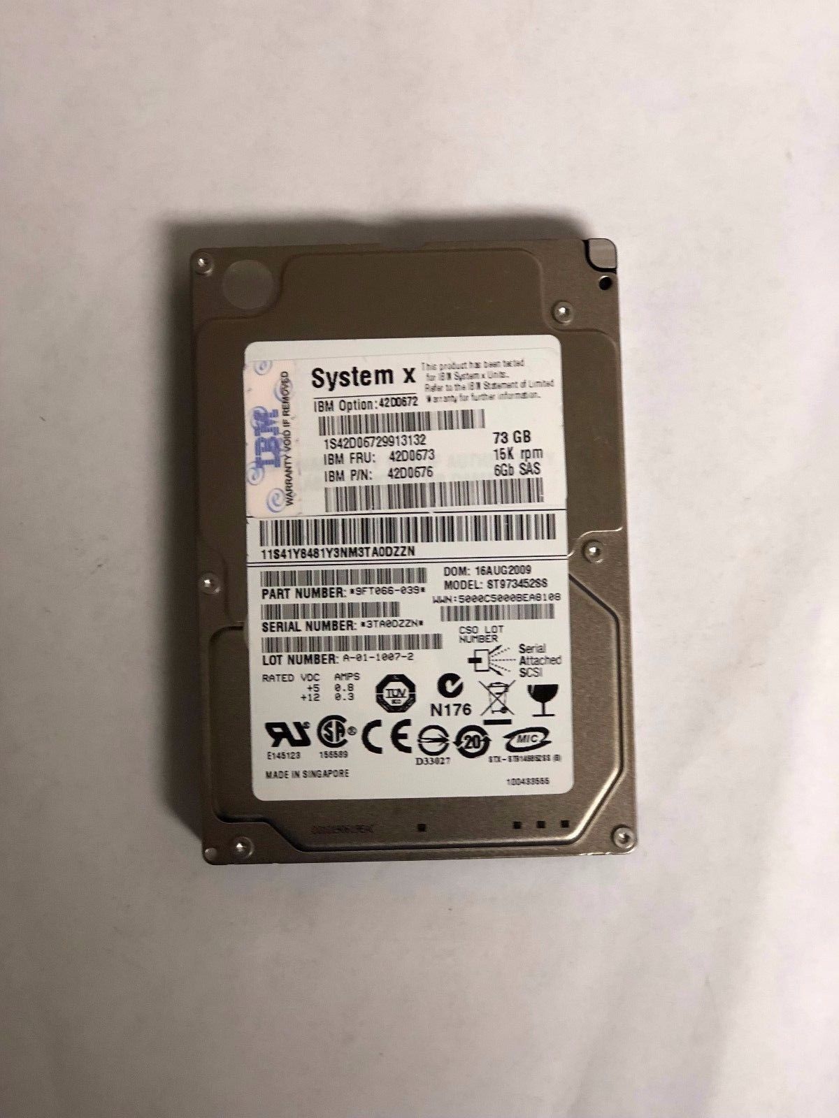 90日保証 再生品 42 D 0673 IBM 0676 73 GB 15 K 6 G SAS SFF 2.5 HOT SWAP HDD HARD DRIVE