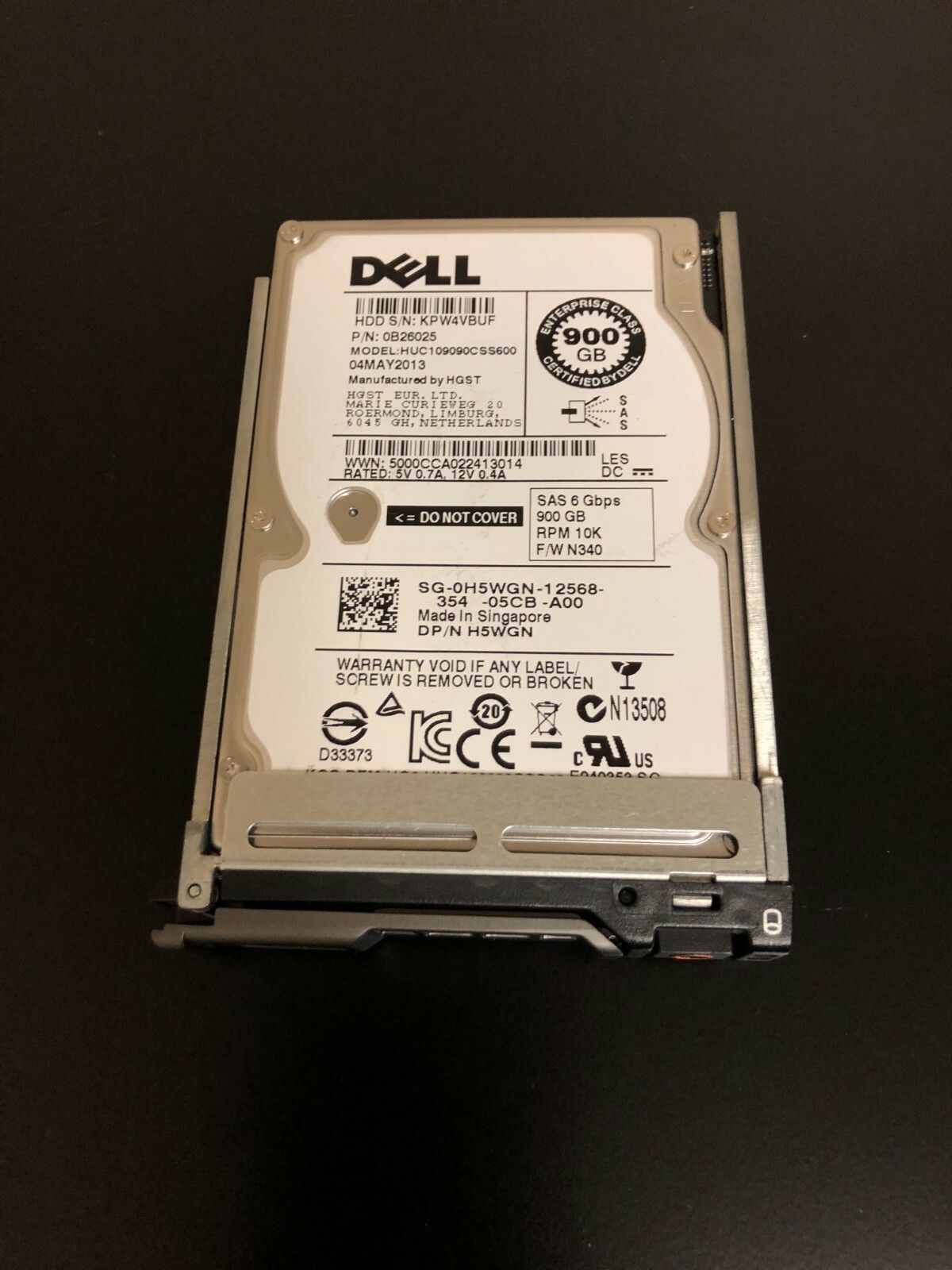 90日保証 再生品 Dell 900 GB 2 5 HARD DRIVE H WGN 6 G 10 K SAS 0