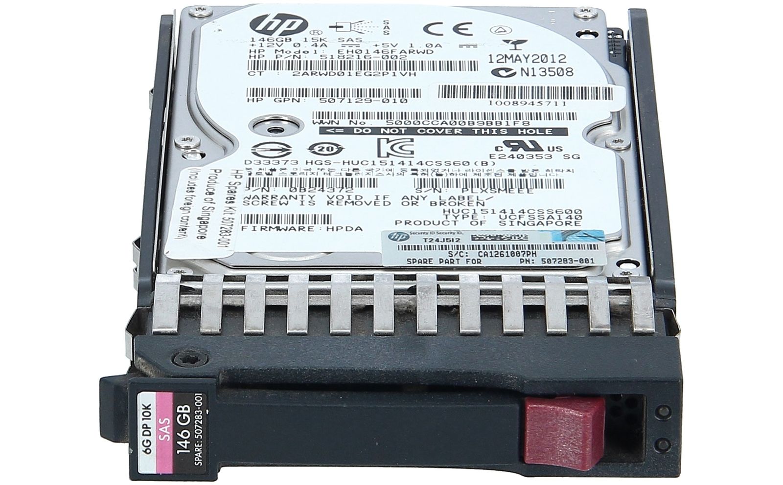 90日保証 再生品 507125-B 21 HP 146 GB 6 G 2.5 SFF Dual Port SAS 10 K RPM Hard Drive 507283-001