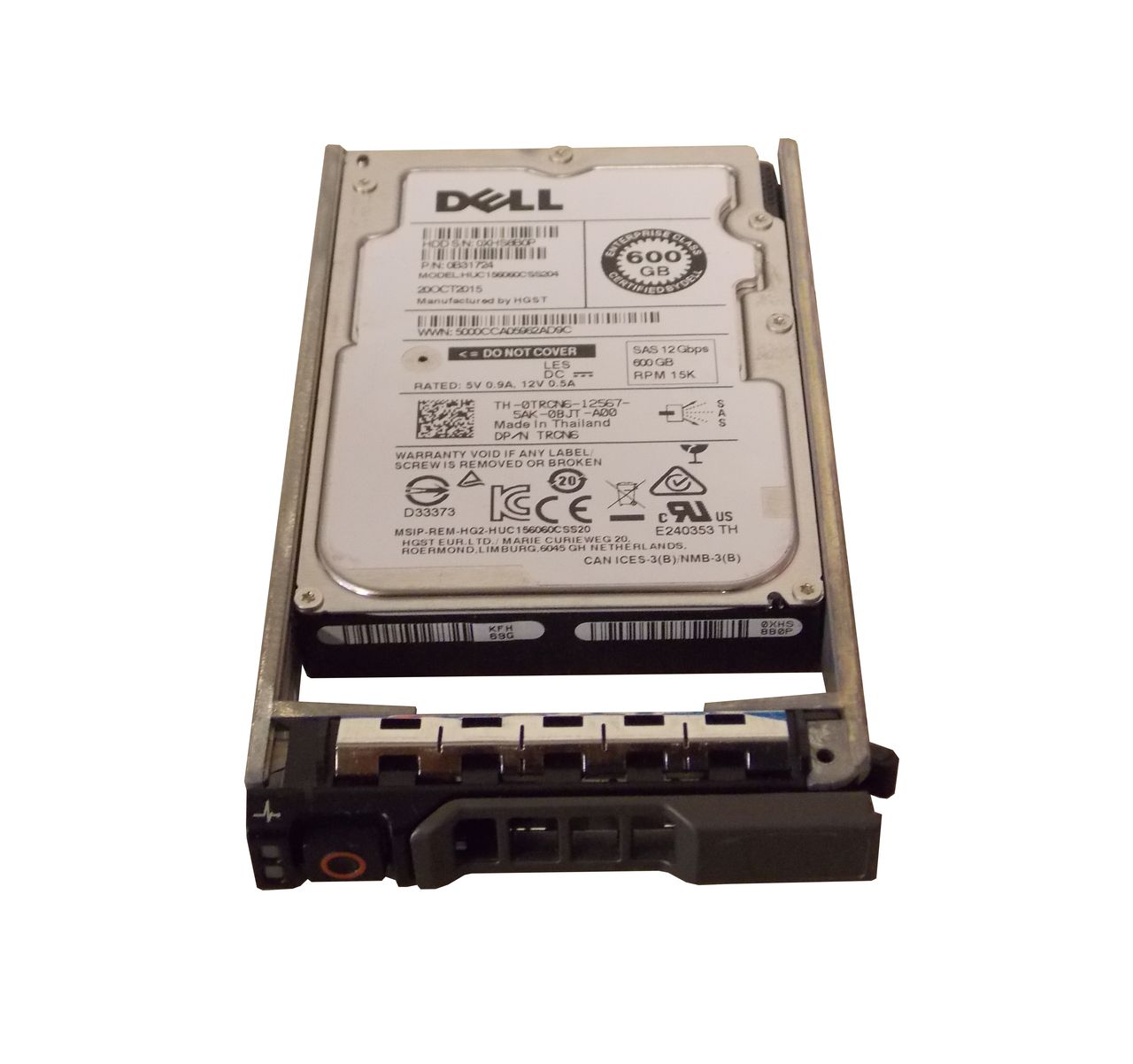 90日保証 再生品 Dell 600 GB 6 G 15 K 2.5 SAS TRCN 0 HDD HARD DRIVE