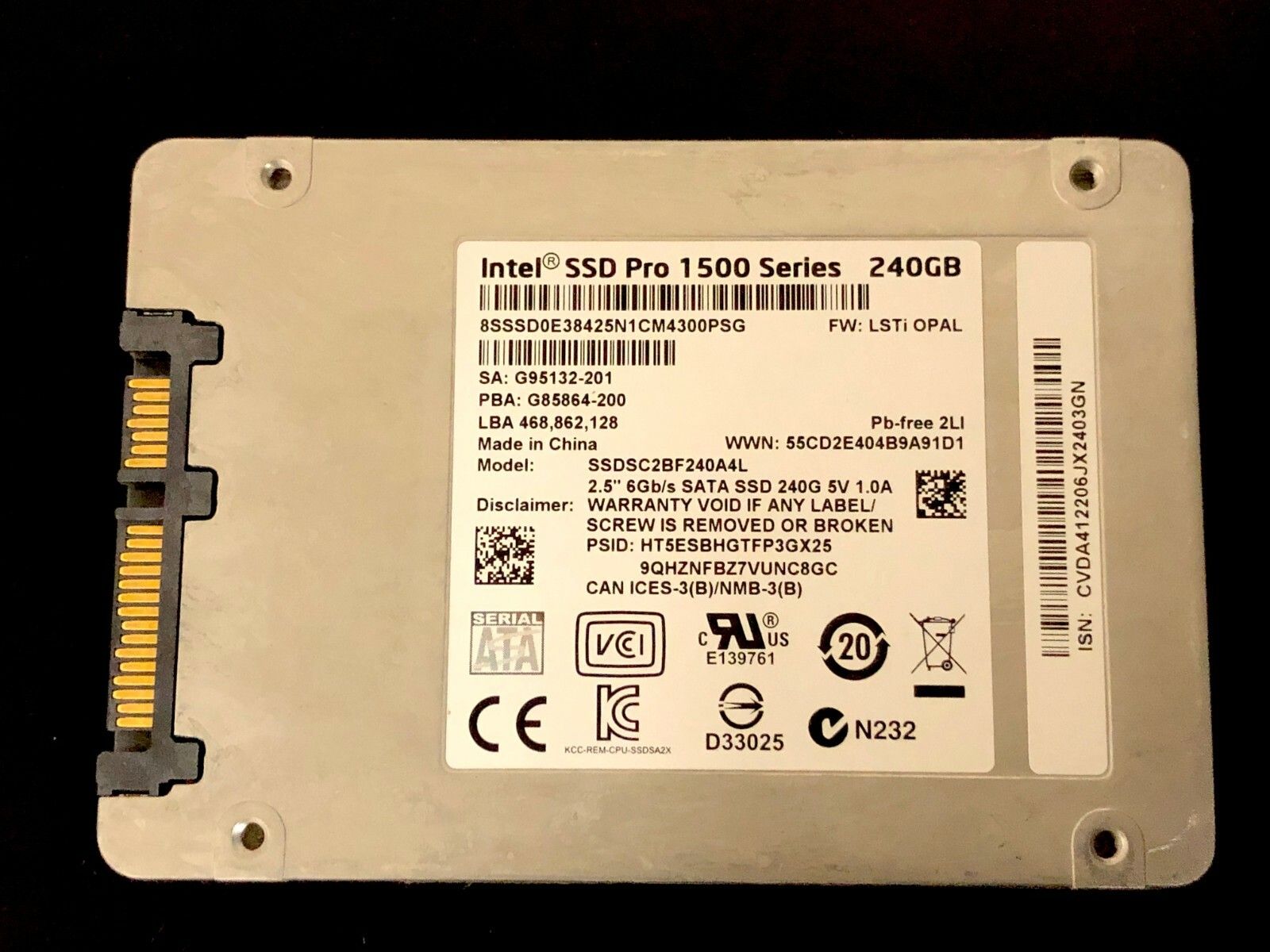 90日保証 再生品 Intel SSD Pro 1500 Series 2 5 240 GB SATA III Solid State Drive