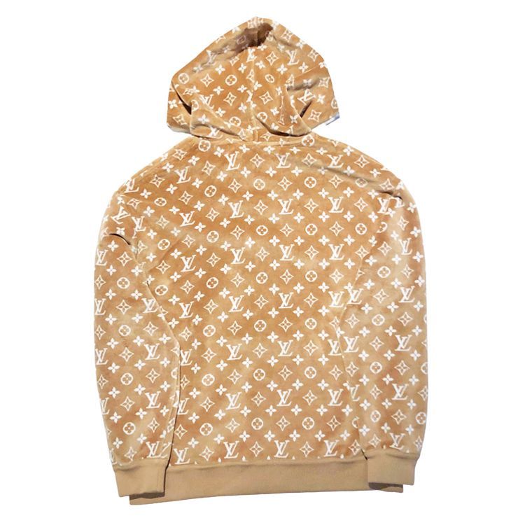 LOUIS VUITTON ルイヴィトン 24 SS モノグラム総柄 プルオーバーパーカー 春夏 ウィメンズ ベロア生地 コットン size S ブラウン