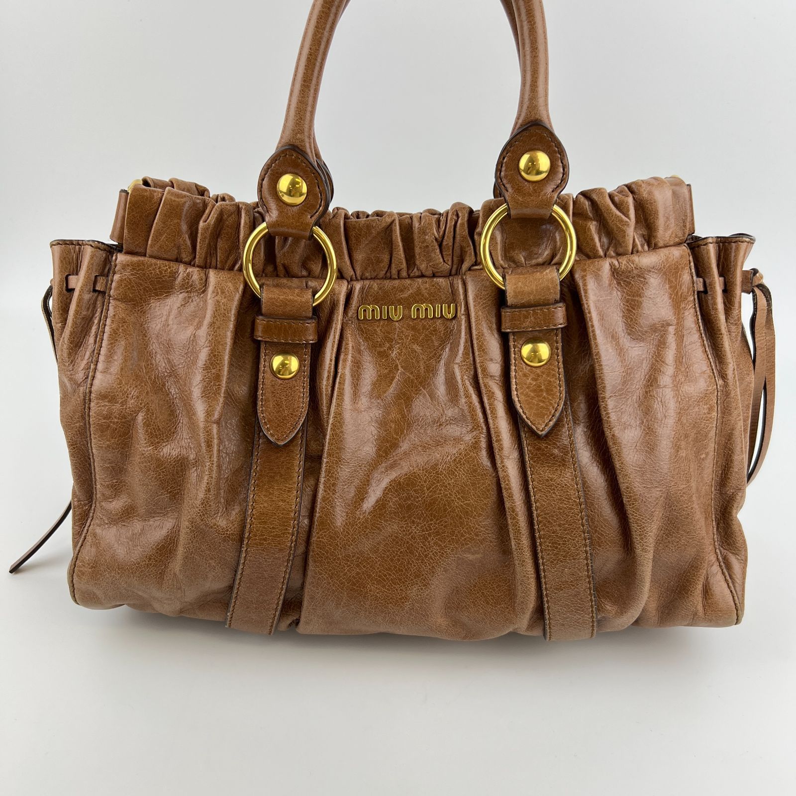 中古】miumiu ミュウミュウ ハンドバッグ ショルダーバッグ ブラウン