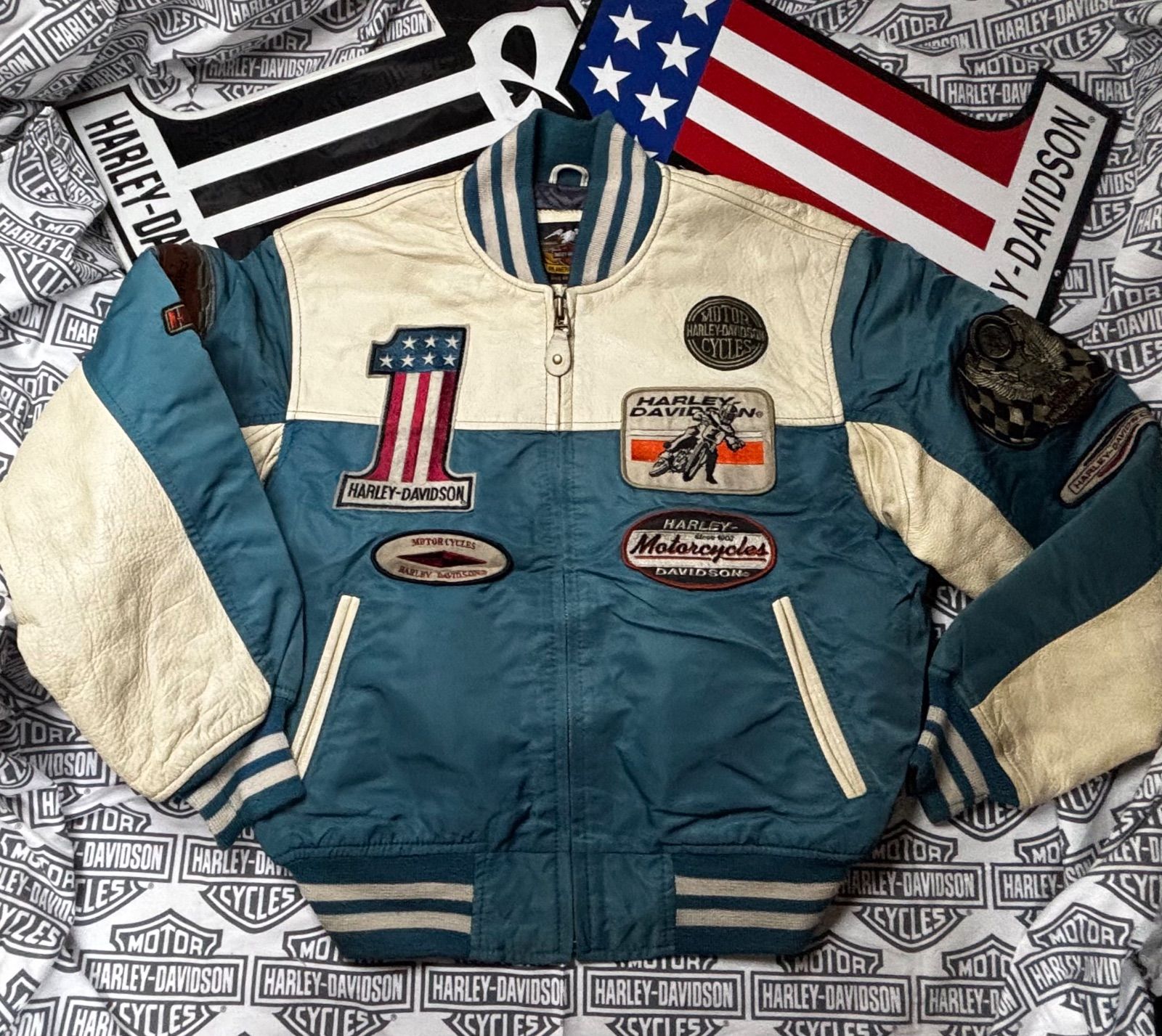 外観美品✨️　ハーレーダビッドソン　シングルライダース　カウハイド　立襟　L 外観美品✨️ ハーレーダビッドソン シングルライダース カウハイド 立