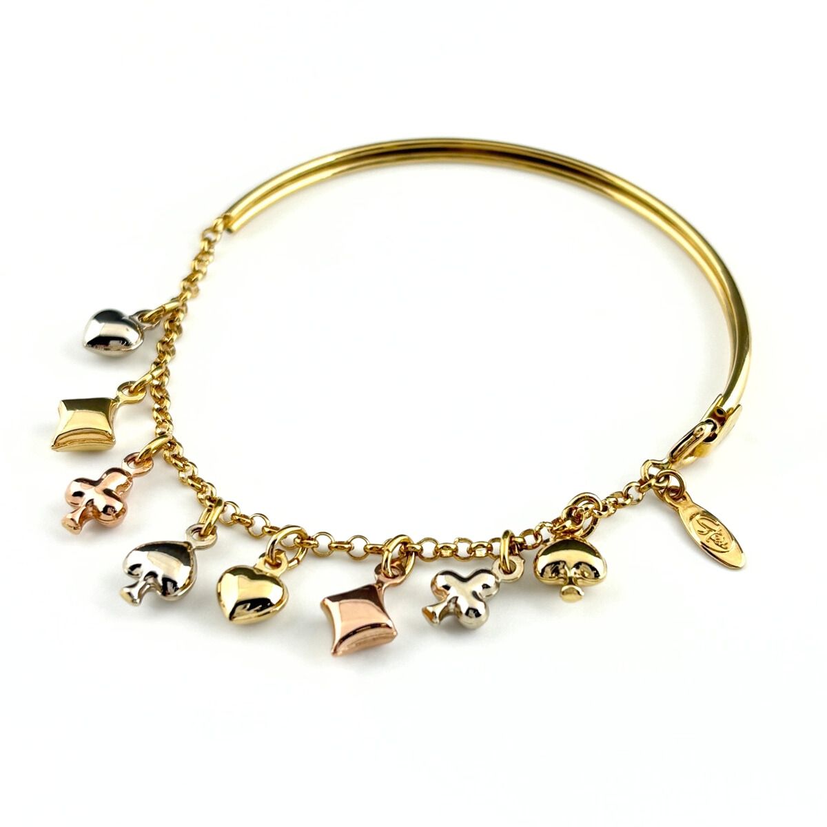 スタージュエリー STAR JEWELRY トランプモチーフ デザインバングル YG イエローゴールド 腕輪 スリー バングル 750 レディース