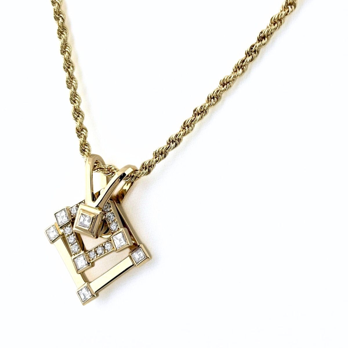 ウォルサム WALTHAM メレダイヤ デザインネックレス YG イエローゴールド ペンダント ネックレス 750 ダイヤモンド レディース