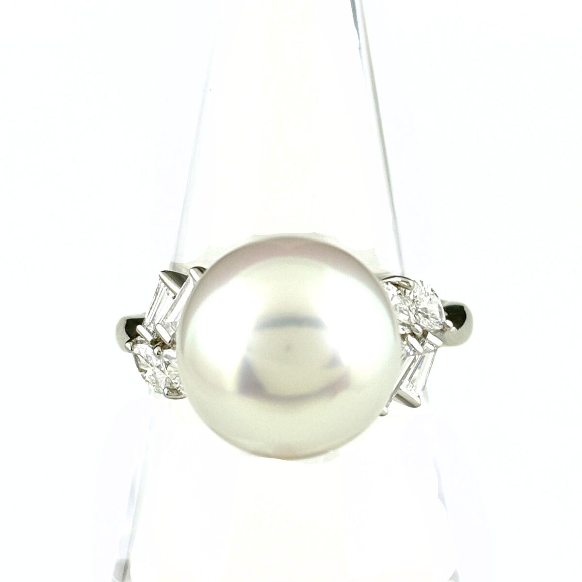 ミキモト パール デザインリング プラチナ 指輪 メレダイヤ 真珠 リング 22 5号 Pt 950 ダイヤモンド メンズ