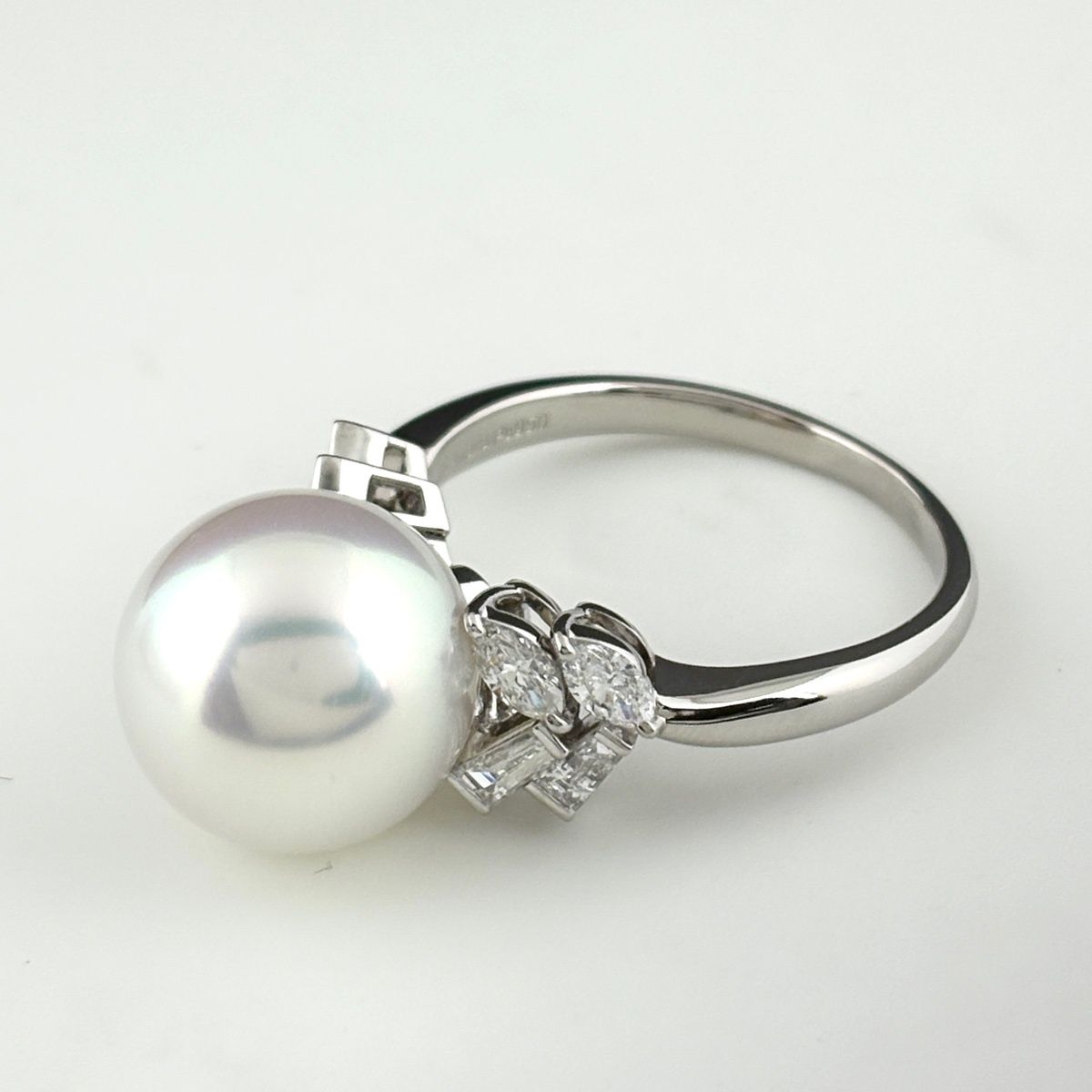 ミキモト パール デザインリング プラチナ 指輪 メレダイヤ 真珠 リング 22 5号 Pt 950 ダイヤモンド メンズ
