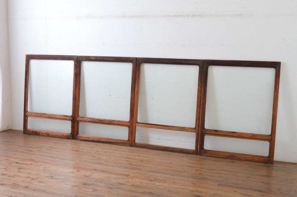 現状販売 窓 セット アンティーク建具 シンプル 引き戸 ガラス戸 レトロ 4～7営業日前後で発送 修理加工希望の方3ヶ月程で発送 R-065259