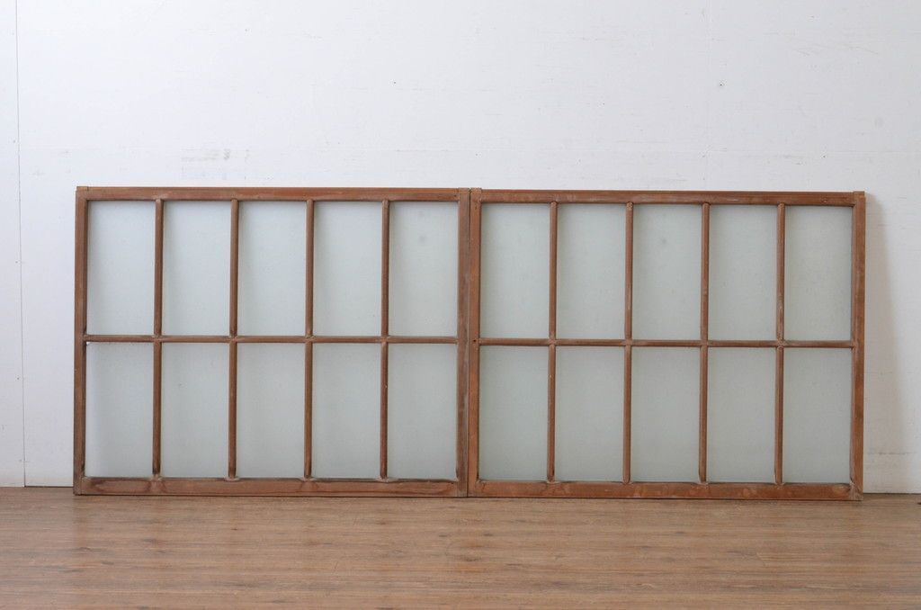 現状販売 ガラス窓 セット アンティーク建具 上手物 面取り桟 ガラス戸 引き戸 4～7営業日前後で発送 修理加工希望の方3ヶ月程で発送 R-065260