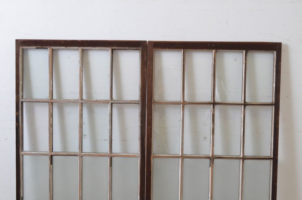  現状販売 窓 セット アンティーク建具 面取り桟 上手物 ガラス戸 引き戸 4～7営業日前後で発送 修理加工希望の方3ヶ月程で発送 R-065262 サッシ 窓 住宅設備