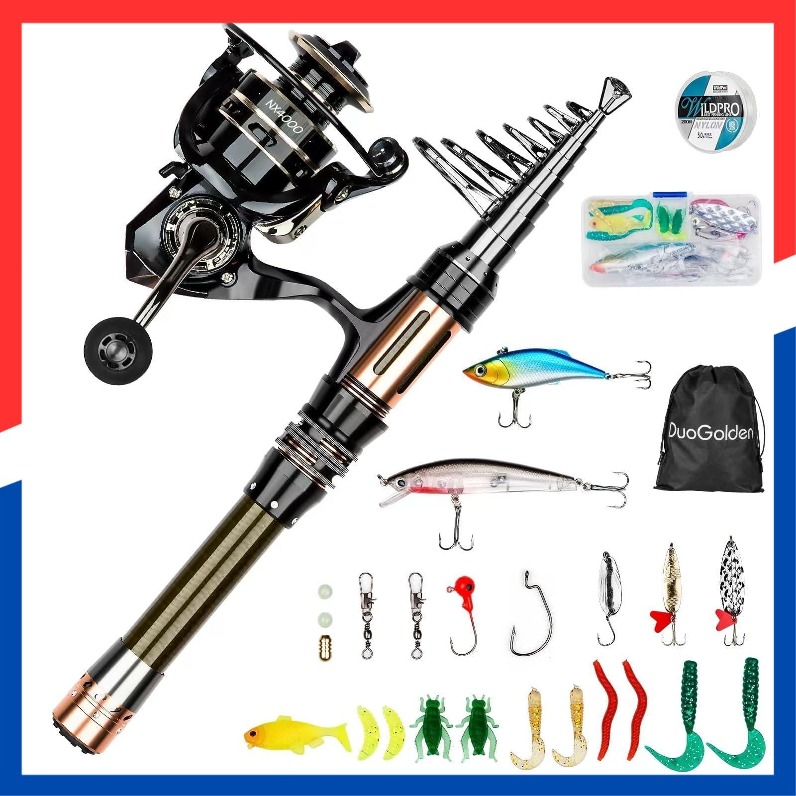 人気商品】ロッド スピニングリール 200m釣り糸 カーボン 24点釣り餌