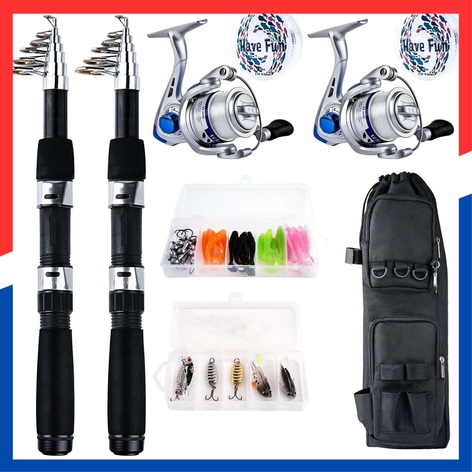 数量 塩水 淡水両用 軽量旅行用釣りギアセット コンパクト釣りルアー 仕掛け 折りたたみスピニング竿リールコンボ 釣り愛好者への贈り物 2.1 M 本入り 2 伸縮式釣り竿リールセット