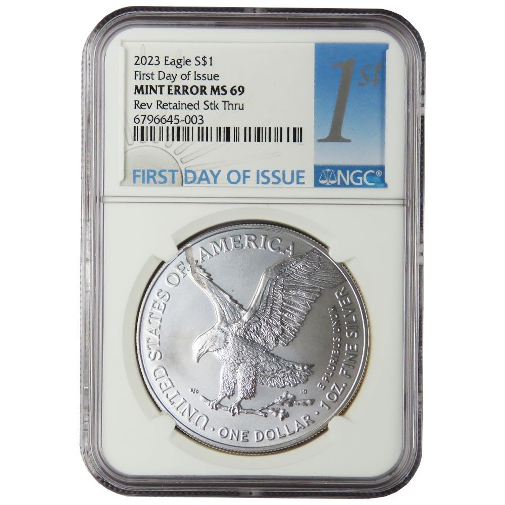 1ドル 1オンス アメリカンシルバーイーグル NGC MS 69 FDIミント エラーリバース保持