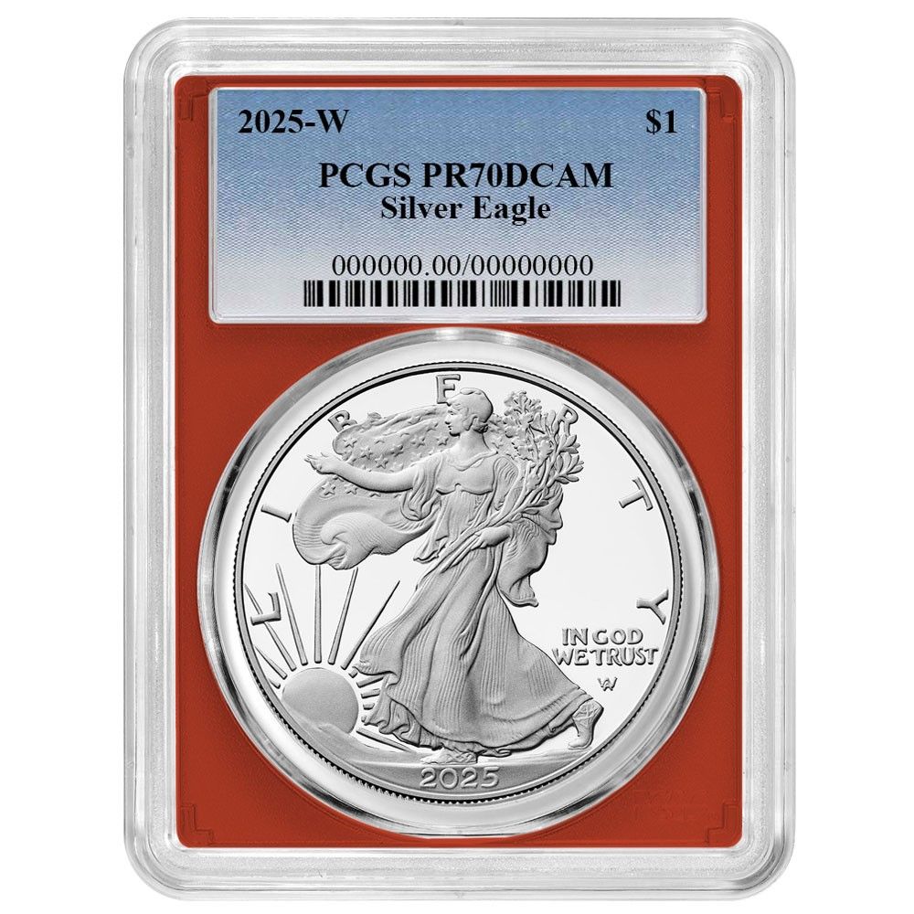 2025-W 1 1オンス プルーフ アメリカンシルバーイーグル PCGS ブルーラベル レッドフレーム