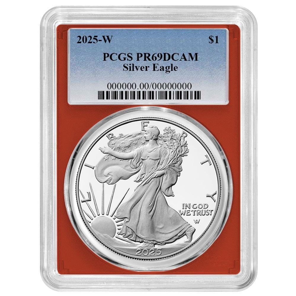 2025 W 1 1オンス プルーフ アメリカンシルバーイーグル PCGS ブルーラベル レッドフレーム