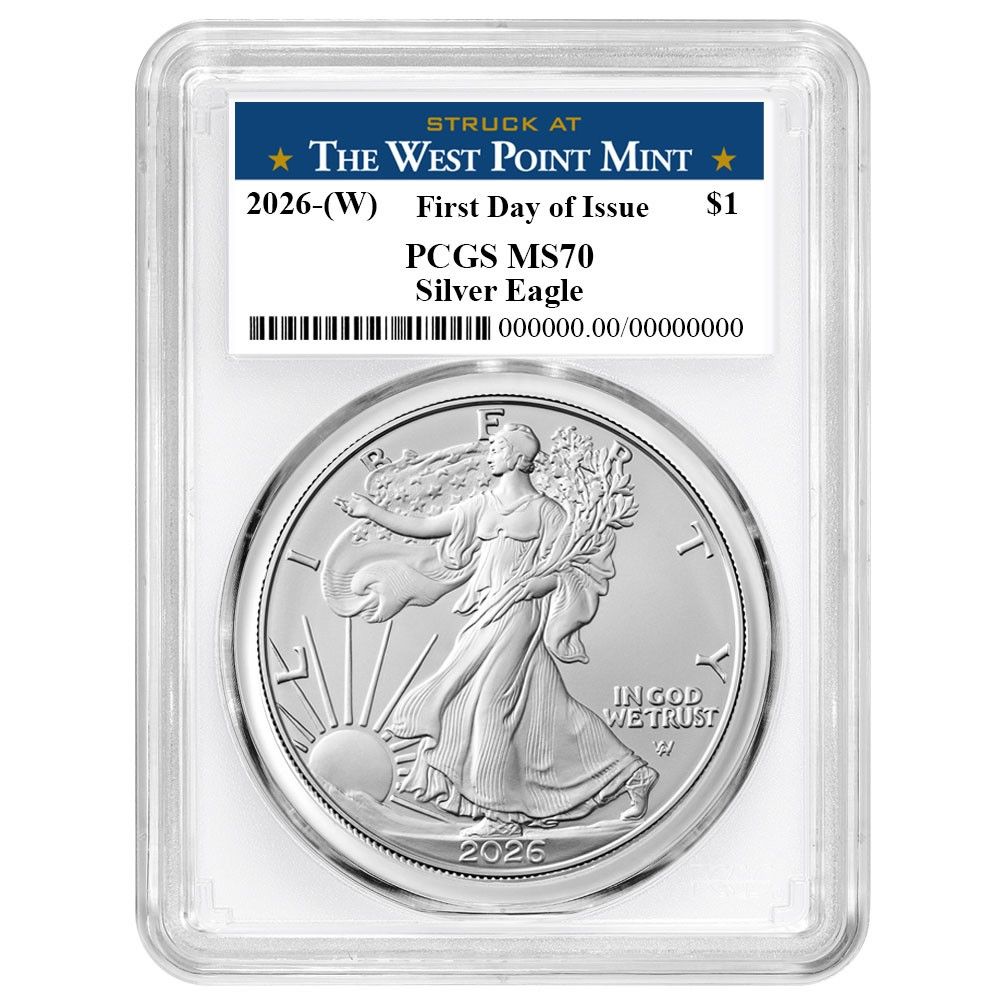 2026 W 1 1オンス アメリカンシルバーイーグル PCGS MS 70 FDOI ウェストポイント