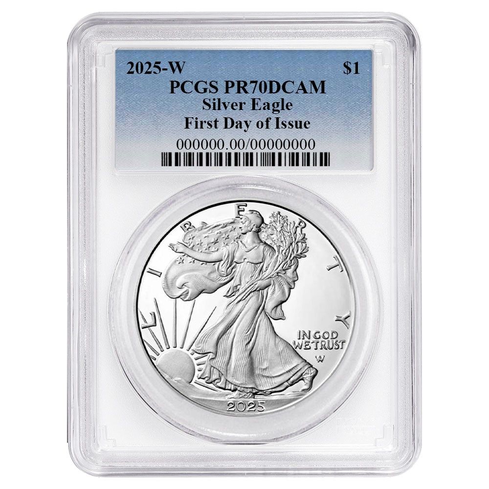 2025-W 1 1オンス プルーフ アメリカンシルバーイーグル PCGS FDOI ブルーラベル ホワイト