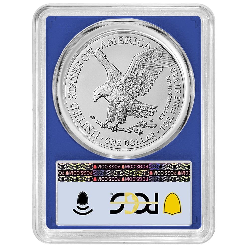 1ドル 1オンス アメリカンシルバーイーグル PCGS MS 70 FDOI 旗ラベル ブルーフレーム