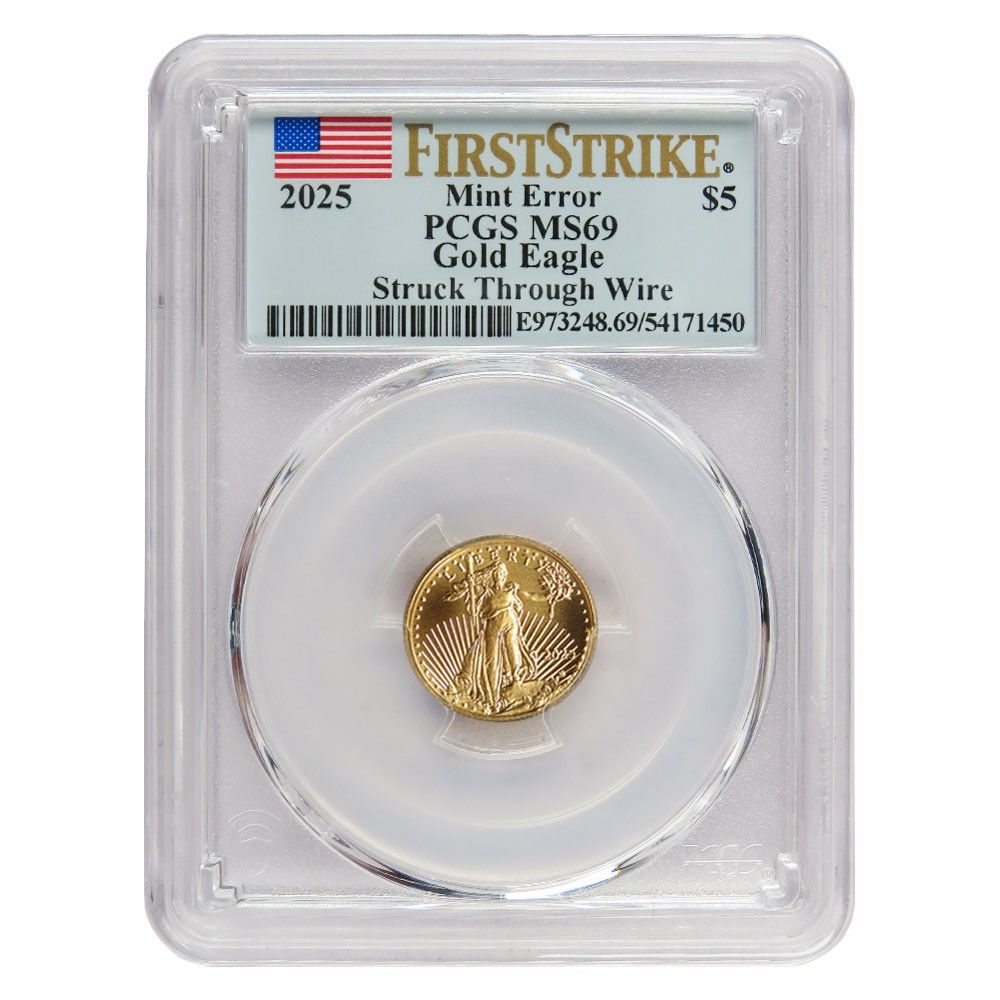 5ドル 1 10オンス アメリカンゴールドイーグル PCGS MS 69 ミントエラー FS フラッグラベル