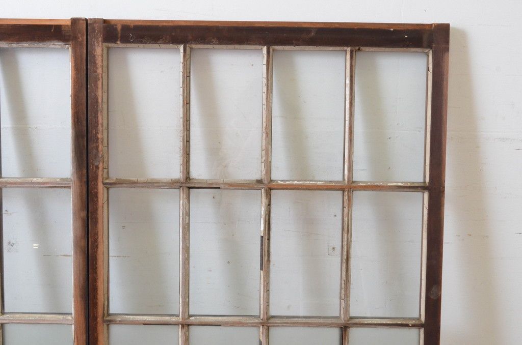  現状販売 窓 セット アンティーク建具 上手物 面取り桟 ガラス戸 引き戸 4～7営業日前後で発送 修理加工希望の方3ヶ月程で発送 R-065263 サッシ 窓 住宅設備