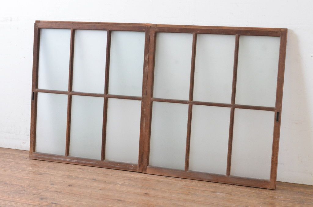 現状販売 ガラス窓 セット アンティーク建具 上手物 ガラス戸 引き戸 4～7営業日前後で発送 修理加工希望の方3ヶ月程で発送 R-065267