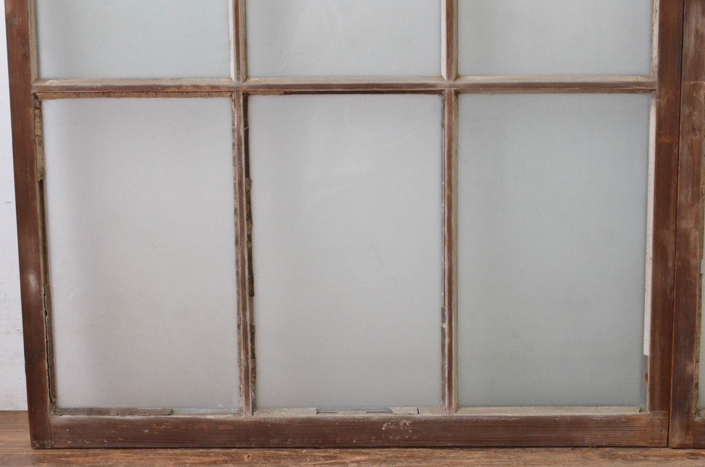  現状販売 ガラス窓 セット アンティーク建具 上手物 ガラス戸 引き戸 4～7営業日前後で発送 修理加工希望の方3ヶ月程で発送 R-065267 サッシ 窓 住宅設備
