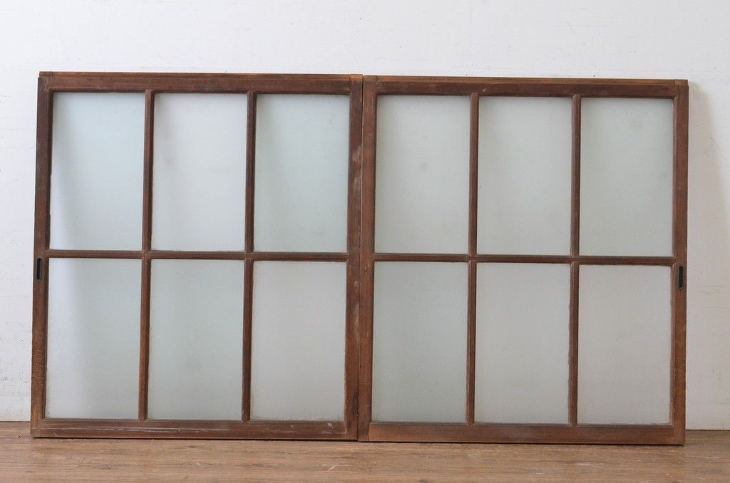 現状販売 ガラス窓 セット アンティーク建具 上手物 ガラス戸 引き戸 4～7営業日前後で発送 修理加工希望の方3ヶ月程で発送 R-065267