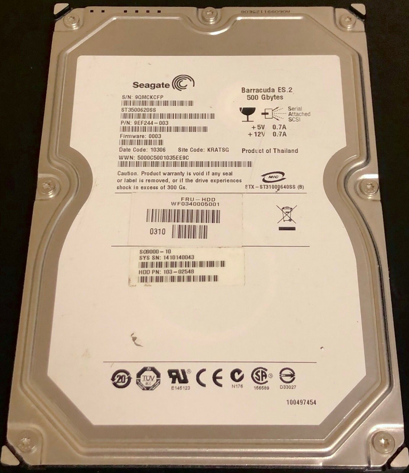 90日保証 再生品 Seagate Barracuda ES 2 500 GB 3 5 SAS Enterprise Hard Drive