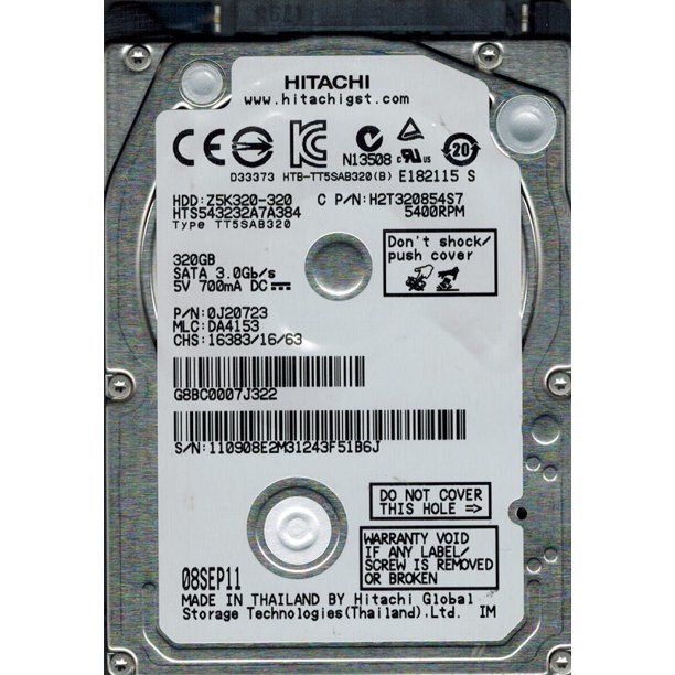 90日保証 再生品 Hitachi 320 GB 7 mm 2 5 SATA 0 J 20723
