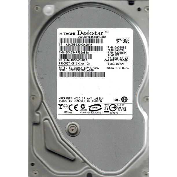90日保証 再生品 0 A 36886 Hitachi 500 GB 3.5 SATA