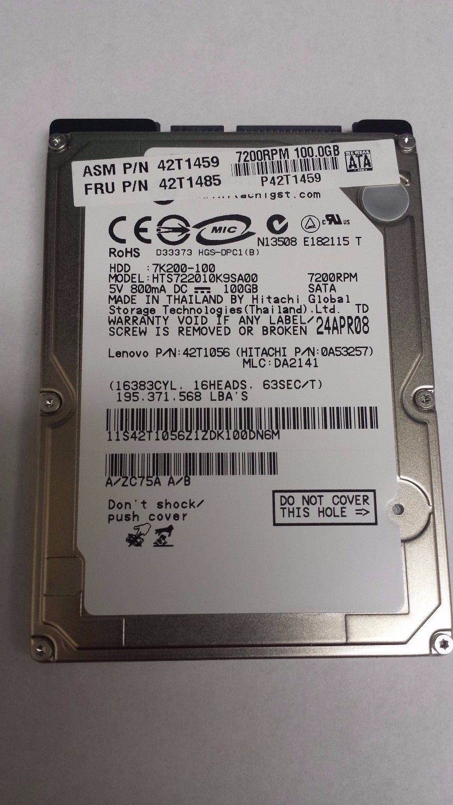90日保証 再生品 Hitachi 0 A 53257 100 GB 2.5 HARD DRIVE