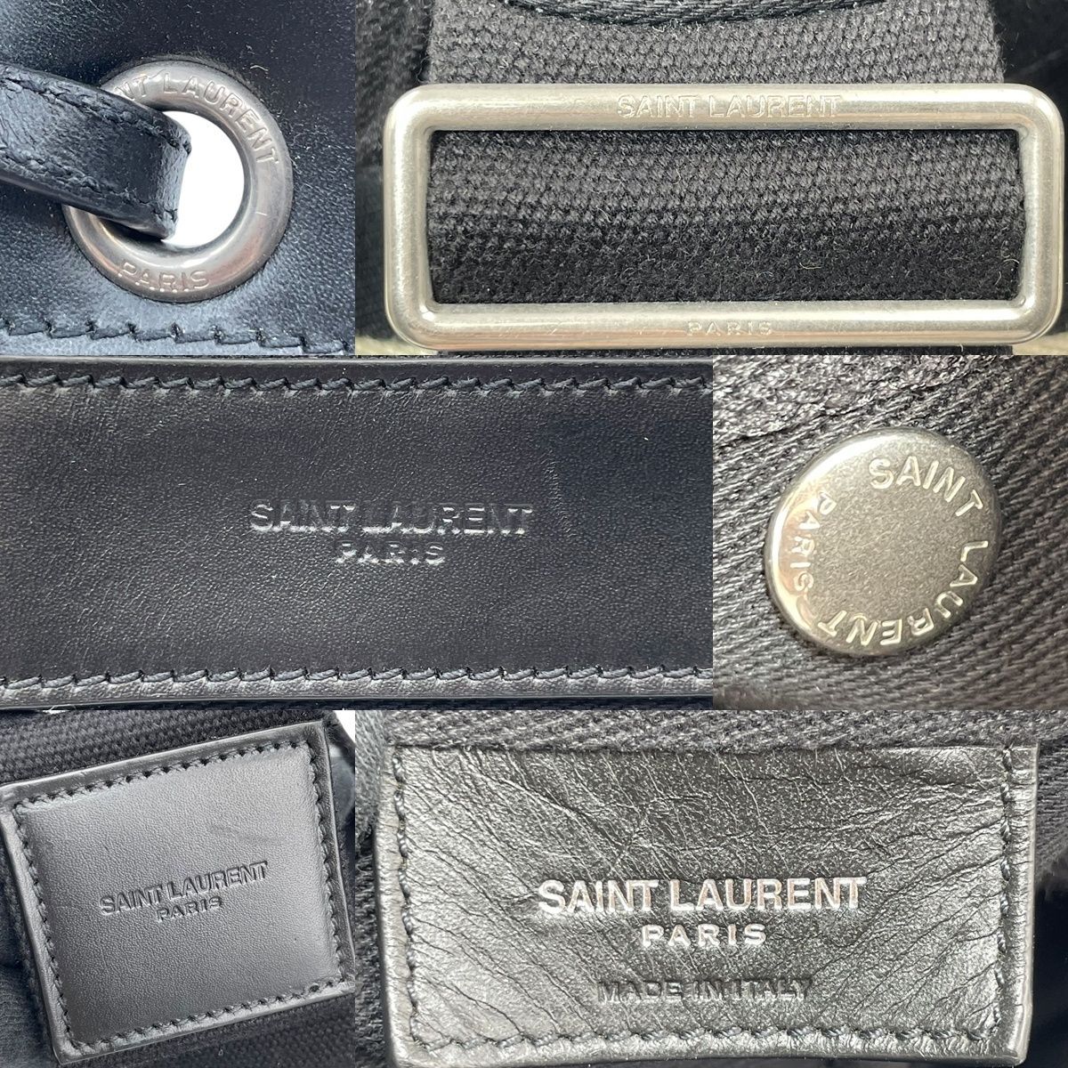 Saint Laurent サンローラン リヴ ゴーシュ スリングバッグ キャンバス 734682 YSLロゴ ブラック バックパック クロスボディバッグ ポーチ付属 旅行 2泊 大容量 MK ジャケット クラッチバッグ 