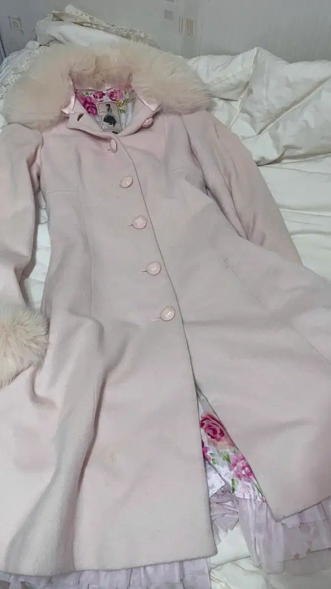 姫ギャル Jesus Diamante ピンク フリル ロングコート ファーコート