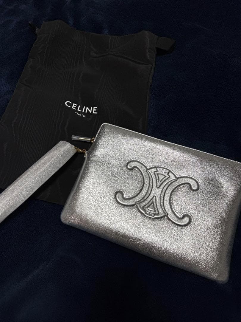 CELINE セリーヌ トリオンフ クラッチ セカンドバッグ シルバー 銀