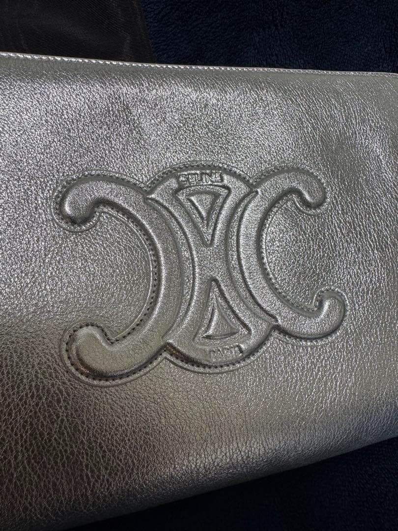 CELINE セリーヌ トリオンフ クラッチ セカンドバッグ シルバー 銀